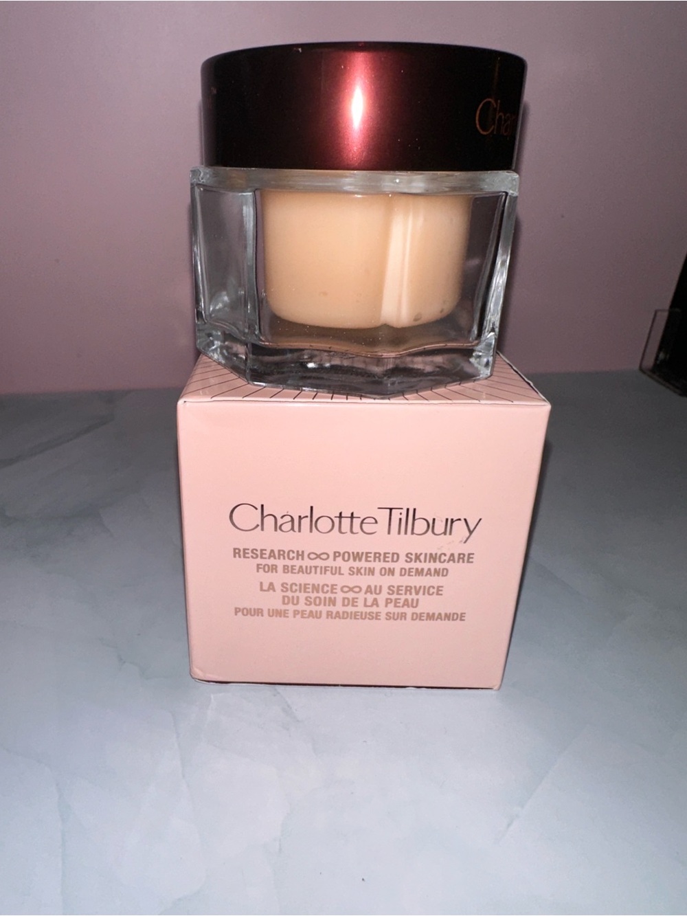 Charlotte Tilbury Primer Jar — Peachy Beige with Rose Gold Lid